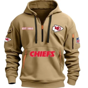 Outdoor Half-Zip Hoodie, Team Spirit Logo Design DNFL13 - Khaki