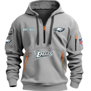 Urban Streetwear Hoodie, Half-Zip with Exclusive Logo DNFL13 - Grey