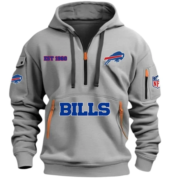 Everyday Hoodie Half Zipper, Athletic-Inspired Logo DNFL13 - Grey