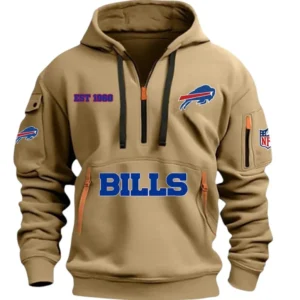 Fan Gift Hoodie Half Zipper, Sports-Inspired Logo Design DNFL13 - Khaki
