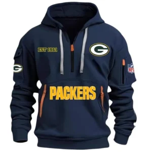 Athletic Half-Zip Hoodie, Team-Style Logo Print Hoodie Gift For Football Fans DNFL13 - Navy