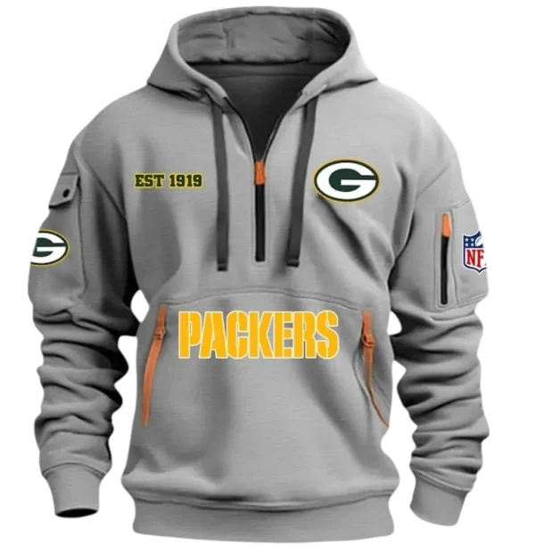 Lightweight Sports Hoodie Half Zipper, Unique Logo Print DNFL13 - Grey