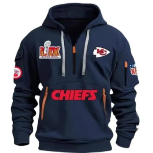 Urban Streetwear Hoodie, Half-Zip with Exclusive Logo DNFL13 - Navy
