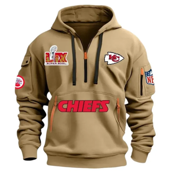 Performance Hoodie Half Zipper, Fan Edition Logo DNFL13 - Khaki