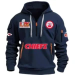 Lightweight Sports Hoodie Half Zipper, Unique Logo Print DNFL13 - Navy