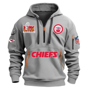 Urban Streetwear Hoodie, Half-Zip with Exclusive Logo DNFL13 - Grey