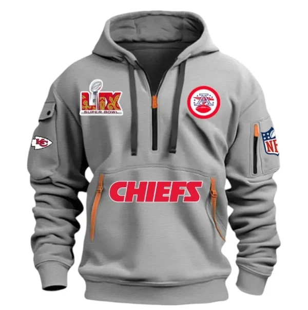 Urban Streetwear Hoodie, Half-Zip with Exclusive Logo DNFL13 - Grey