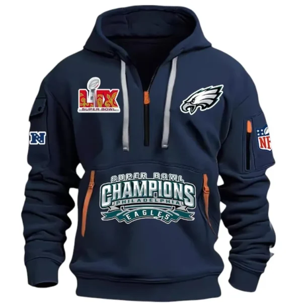 Training Hoodie Half Zipper, Fan-Friendly Logo Design DNFL13 - Navy