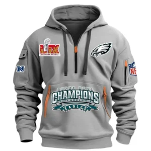 Everyday Hoodie Half Zipper, Athletic-Inspired Logo DNFL13 - Grey