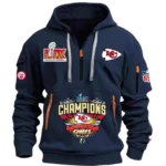 Athletic Half-Zip Hoodie, Team-Style Logo Print Hoodie Gift For Football Fans DNFL13 - Navy