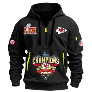 Outdoor Half-Zip Hoodie, Team Spirit Logo Design DNFL13 - Black