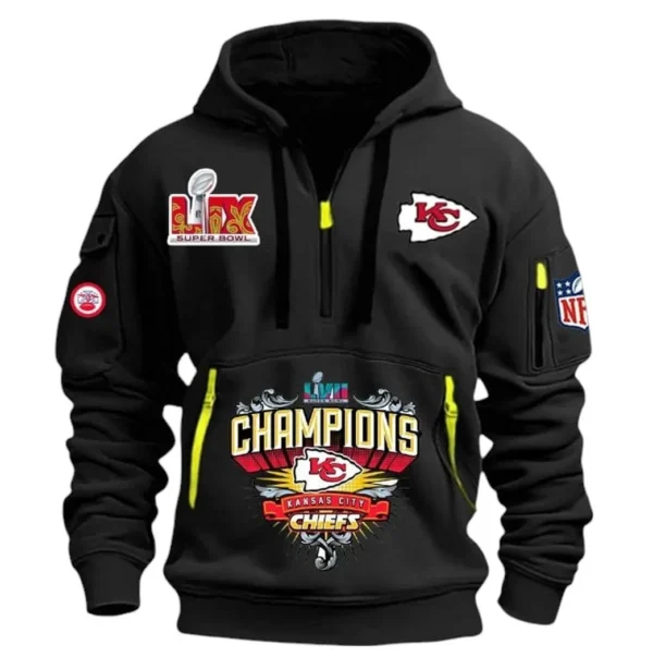 Outdoor Half-Zip Hoodie, Team Spirit Logo Design DNFL13 - Black