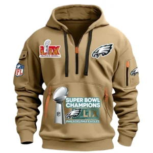 Fan Gift Hoodie Half Zipper, Sports-Inspired Logo Design DNFL13 - Khaki