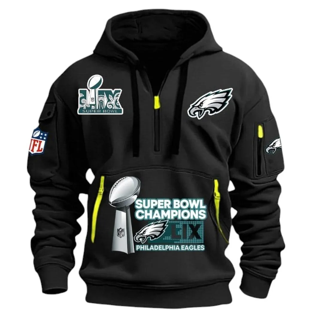 Outdoor Half-Zip Hoodie, Team Spirit Logo Design DNFL13 - Black