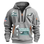 Lightweight Sports Hoodie Half Zipper, Unique Logo Print DNFL13 - Grey
