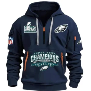 Urban Streetwear Hoodie, Half-Zip with Exclusive Logo DNFL13 - Navy