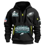 Street-Style Hoodie Half Zipper, Modern Sports Logo DNFL13 - Black