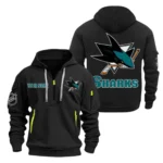 Urban Streetwear Hoodie, Half-Zip with Exclusive Logo DNHL10 - Black