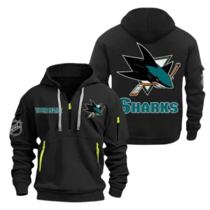 Urban Streetwear Hoodie, Half-Zip with Exclusive Logo DNHL10 - Black