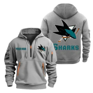 Everyday Hoodie Half Zipper, Athletic-Inspired Logo DNHL10 - Grey