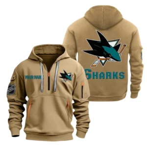 Outdoor Half-Zip Hoodie, Team Spirit Logo Design DNHL10 - Khaki