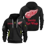 Everyday Hoodie Half Zipper, Athletic-Inspired Logo DNHL10 - Black