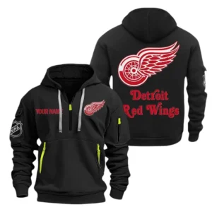 Everyday Hoodie Half Zipper, Athletic-Inspired Logo DNHL10 - Black