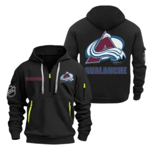 Everyday Hoodie Half Zipper, Athletic-Inspired Logo DNHL10 - Black