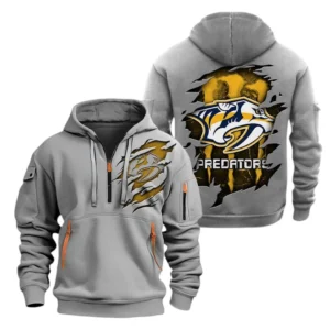 Urban Streetwear Hoodie, Half-Zip with Exclusive Logo DNHL10 - Grey