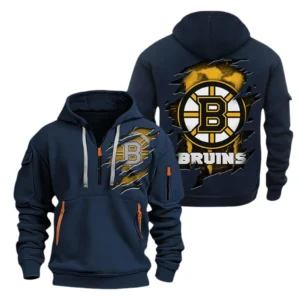 Outdoor Half-Zip Hoodie, Team Spirit Logo Design DNHL10 - Navy