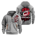 Everyday Hoodie Half Zipper, Athletic-Inspired Logo DNHL10 - Grey