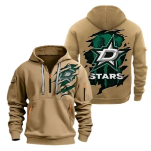 Fan Gift Hoodie Half Zipper, Sports-Inspired Logo Design DNHL10 - Khaki