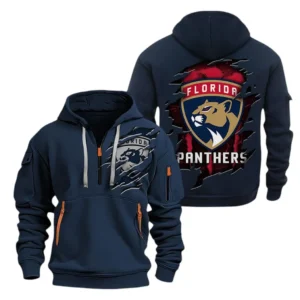 Outdoor Half-Zip Hoodie, Team Spirit Logo Design DNHL10 - Navy