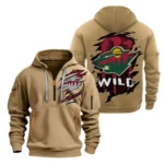 Outdoor Half-Zip Hoodie, Team Spirit Logo Design DNHL10 - Khaki