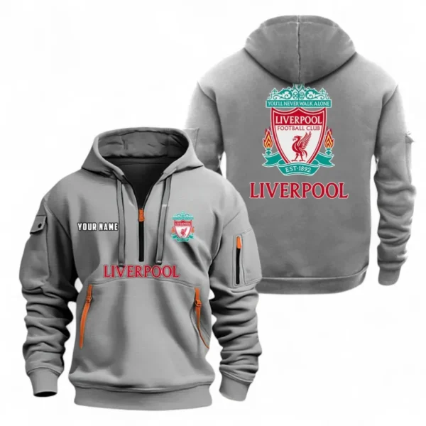 Everyday Hoodie Half Zipper, Athletic-Inspired Logo EPL104 - Grey