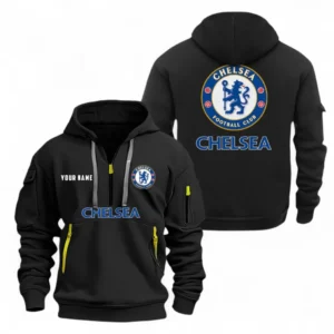 Lightweight Sports Hoodie Half Zipper, Unique Logo Print EPL104 - Black