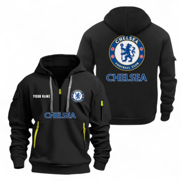 Lightweight Sports Hoodie Half Zipper, Unique Logo Print EPL104 - Black
