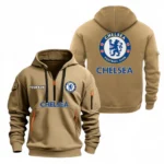 Fan Gift Hoodie Half Zipper, Sports-Inspired Logo Design EPL104 - Khaki