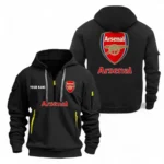 Athletic Half-Zip Hoodie, Team-Style Logo Print Hoodie Gift For Football Fans EPL104 - Black