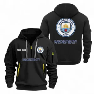 Everyday Hoodie Half Zipper, Athletic-Inspired Logo EPL104 - Black