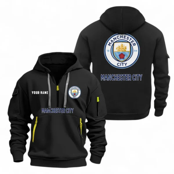 Everyday Hoodie Half Zipper, Athletic-Inspired Logo EPL104 - Black