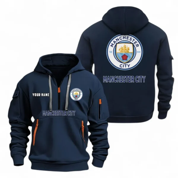 Outdoor Half-Zip Hoodie, Team Spirit Logo Design EPL104 - Navy