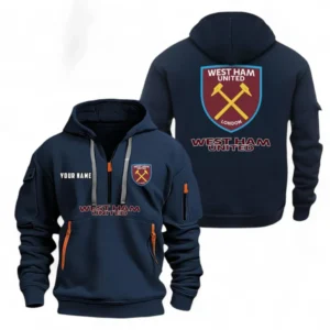 Casual Sports Hoodie Half Zipper, Modern Logo Detail Printing EPL104 - Navy