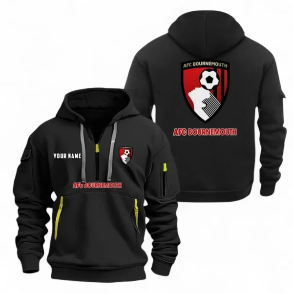 Everyday Hoodie Half Zipper, Athletic-Inspired Logo EPL104 - Black
