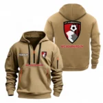 Street-Style Hoodie Half Zipper, Modern Sports Logo EPL104 - Khaki