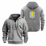Athletic Half-Zip Hoodie, Team-Style Logo Print Hoodie Gift For Football Fans EPL104 - Grey
