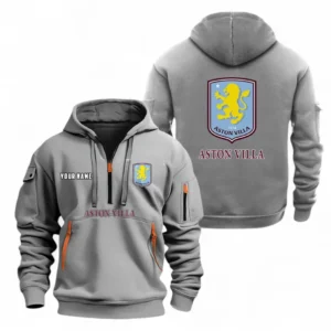 Athletic Half-Zip Hoodie, Team-Style Logo Print Hoodie Gift For Football Fans EPL104 - Grey