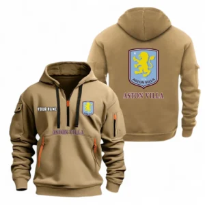 Casual Sports Hoodie Half Zipper, Modern Logo Detail Printing EPL104 - Khaki