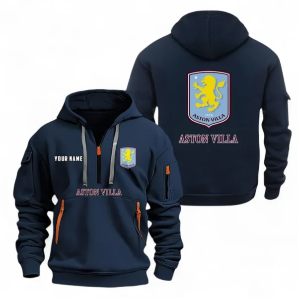 Fan Gift Hoodie Half Zipper, Sports-Inspired Logo Design EPL104 - Navy