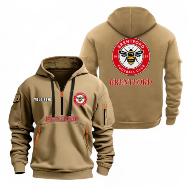 Performance Hoodie Half Zipper, Fan Edition Logo EPL104 - Khaki